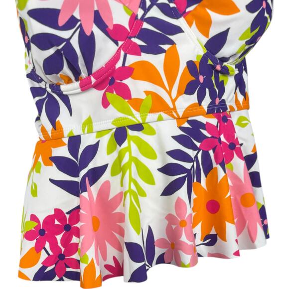 Terra & Sky 1X Tankini Top Swimwear Floral Molded Cup Underwire NWT Plus Size - Picture 9 of 14